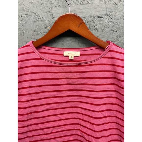 all : row Knit Top Women's Large Pink Stripe Cropped Boxy Long Sleeve Casual - Picture 2 of 10